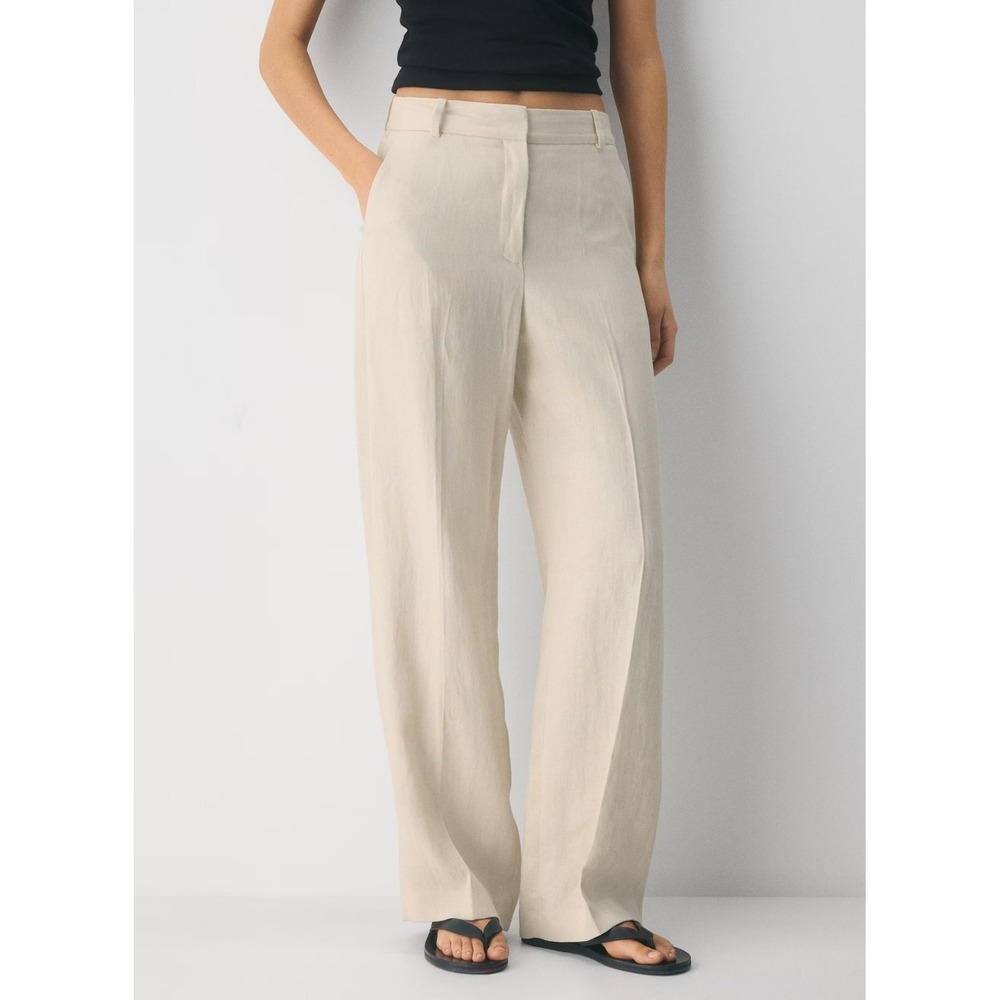 House of Harlow 1960 Pleated Trousers Women 4 Oatmeal Wide Leg Workwear Pants